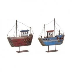 Aubry Gaspard Statuettes Et Figurines Bâteaux Décoratifs En Bois Sur Pieds (lot De 2)