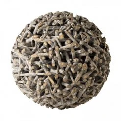 MACABANE Statuettes Et Figurines Boule Déco En Teck Branches Grise -Sablie Vases Soldes boule deco en teck branches grise 2