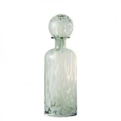 LANADECO Statuettes Et Figurines Bouteille Déco Verre Vert Et Blanc Avec Bouchon H33,5cm