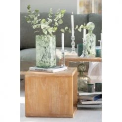 LANADECO Statuettes Et Figurines Bouteille Déco Verre Vert Et Blanc Avec Bouchon H33,5cm -Sablie Vases Soldes bouteille deco verre vert et blanc avec bouchon h33 5cm 5