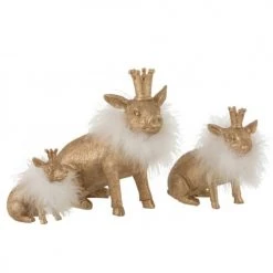 LANADECO Statuettes Et Figurines Cochon Couronne Résine Or -Sablie Vases Soldes cochon couronne resine or 2