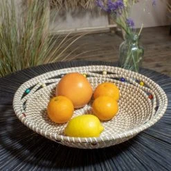 Pirouette Paris Statuettes Et Figurines Corbeille Ronde En Jonc De Mer Et Perles De Bois D37 -Sablie Vases Soldes corbeille ronde en jonc de mer et perles de bois d37 2