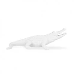 Potiron Paris Statuettes Et Figurines Crocodile Décoratif Blanc En Polyrésine -Sablie Vases Soldes crocodile decoratif blanc en polyresine 2
