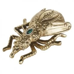 Maisons Du Monde Statuettes Et Figurines Déco à Poser Insecte En Métal Doré Et Pierre Verte H21