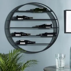 MACABANE Statuettes Et Figurines Etagère Range-bouteilles Vin 5 Niveaux 9 Bouteilles Ronde Métal Noir -Sablie Vases Soldes etagere range bouteilles vin 5 niveaux 9 bouteilles ronde metal noir 3