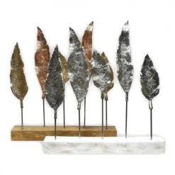 Sensei Maison Statuettes Et Figurines Feuilles En Métal Sur Socle H 52 Cm Blanc 50x8x52 Cm -Sablie Vases Soldes feuilles en metal sur socle h 52 cm blanc 50x8x52 cm 2