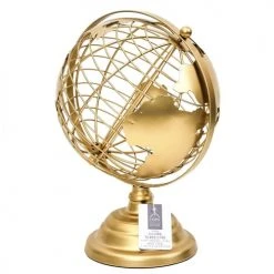 Toilinux Statuettes Et Figurines Globe Terrestre Décoratif En Métal Doré -Sablie Vases Soldes globe terrestre decoratif en metal dore 2