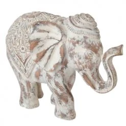 ITEM International Statuettes Et Figurines Grande Statuette éléphant Blanc Patiné L30cm