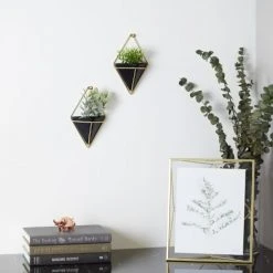 Umbra Lot De 2 Vases Muraux Trigg Céramique Noir -Sablie Vases Soldes lot de 2 vases muraux trigg ceramique noir 2