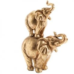 Amadeus Statuettes Et Figurines Maman éléphant Et Son Bébé En Résine Or H30cm