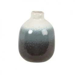 Maisons Du Monde Vases Mini Vase En Grès Bleu Et écru H11 - Lot De 2