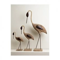 Wadiga Statuettes Et Figurines Oiseau échassier Décoratif En Bois Sculpté Et Métal H55cm -Sablie Vases Soldes oiseau echassier decoratif en bois sculpte et metal h55cm 2