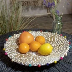 Pirouette Paris Statuettes Et Figurines Panier Rond En Jonc De Mer Et Perles De Bois D40 -Sablie Vases Soldes panier rond en jonc de mer et perles de bois d40 2