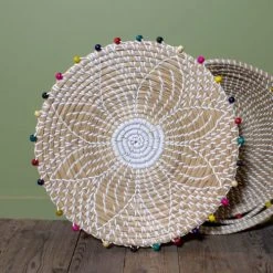 Pirouette Paris Statuettes Et Figurines Panier Rond En Jonc De Mer Et Perles De Bois D40 -Sablie Vases Soldes panier rond en jonc de mer et perles de bois d40 5