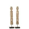 LANADECO Statuettes Et Figurines Personnage Sur Pied Bois Albasia Gris H46cm - Lot De 2 -Sablie Vases Soldes personnage sur pied bois albasia gris h46cm lot de 2
