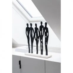 LANADECO Statuettes Et Figurines Personnages Sur Rang Alu/marbre Noir/blanc H40cm -Sablie Vases Soldes personnages sur rang alu marbre noir blanc h40cm 3