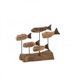 LANADECO Statuettes Et Figurines Poissons Sur Pied Bois Flotté/métal Naturel H22cm -Sablie Vases Soldes poissons sur pied bois flotte metal naturel h22cm 3