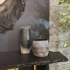 Now’s Home Vases Pot En Verre Gris Taupe H16 -Sablie Vases Soldes pot en verre gris taupe h16 3