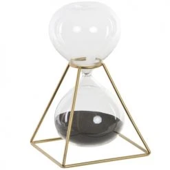 ITEM International Statuettes Et Figurines Sablier De Décoration Métal Doré Et Verre