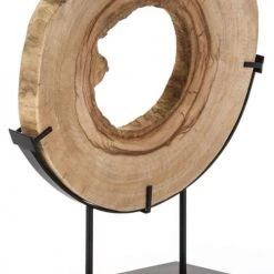 Thai Natura Statuettes Et Figurines Sculpture En Bois Clair Et Métal Noir