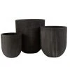 LANADECO Set De 3 Vases Ronds Céramique Hauts Noirs -Sablie Vases Soldes set de 3 vases ronds ceramique hauts noirs