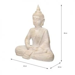 ECD Germany Statuettes Et Figurines Statue De Bouddha Polyrésine Beige-gris 40 X 24 X 48 Cm -Sablie Vases Soldes statue de bouddha polyresine beige gris 40 x 24 x 48 cm 2