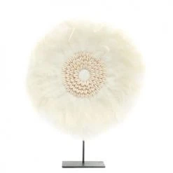 Bazar Bizar Statuettes Et Figurines Statue En Forme De Plume Blanche Sur Socle En Métal