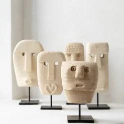 Bazar Bizar Statuettes Et Figurines Statue En Grès Sur Socle Métallique -Sablie Vases Soldes statue en gres sur socle metallique 14