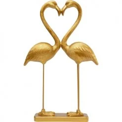 Kare Design Statuettes Et Figurines Statuette Couple Coeur Flamants Roses En Polyrésine Dorée H63