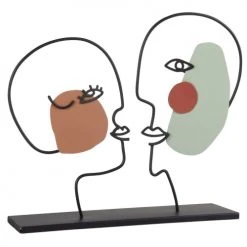 Maisons Du Monde Statuettes Et Figurines Statuette Couple Filaire En Métal Noir, Terracotta Et Gris H26