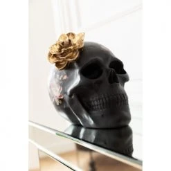 Kare Design Statuettes Et Figurines Statuette Crâne Fleurs En Polyrésine Noire -Sablie Vases Soldes statuette crane fleurs en polyresine noire 2