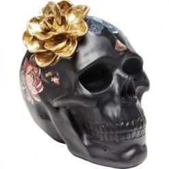 Kare Design Statuettes Et Figurines Statuette Crâne Fleurs En Polyrésine Noire -Sablie Vases Soldes statuette crane fleurs en polyresine noire 3
