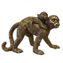 Amadeus Statuettes Et Figurines Statuette De Décoration Or Maman Singe Et Bébé