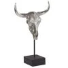 Beliani Statuettes Et Figurines Statuette Décorative Crâne De Buffle Argenté