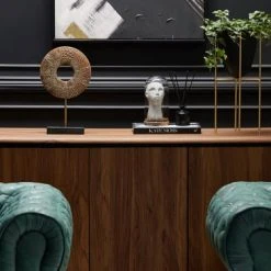 Beliani Statuettes Et Figurines Statuette Décorative Dorée Sur Socle Noir 34 Cm -Sablie Vases Soldes statuette decorative doree sur socle noir 34 cm 1