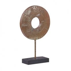 Beliani Statuettes Et Figurines Statuette Décorative Dorée Sur Socle Noir 34 Cm -Sablie Vases Soldes statuette decorative doree sur socle noir 34 cm 2