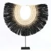 Bazar Bizar Statuettes Et Figurines Statuette En Raphia Noir Et Coquillage Noir Sur Grande Base En Métal