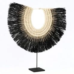 Bazar Bizar Statuettes Et Figurines Statuette En Raphia Noir Et Coquillage Noir Sur Grande Base En Métal -Sablie Vases Soldes statuette en raphia noir et coquillage noir sur grande base en metal 2