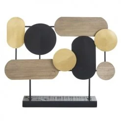 Maisons Du Monde Statuettes Et Figurines Statuette Géométrique En Métal Noir, Doré Et Beige H45