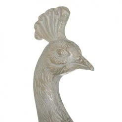 Ixia Statuettes Et Figurines Statuette Paon De Décoration Blanc Patiné Or Et Argent -Sablie Vases Soldes statuette paon de decoration blanc patine or et argent 2