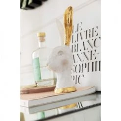 Kare Design Statuettes Et Figurines Statuette Tête De Lapin En Polyrésine Blanche Et Dorée -Sablie Vases Soldes statuette tete de lapin en polyresine blanche et doree 2