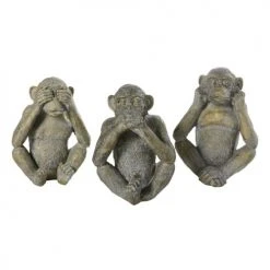 Maisons Du Monde Statuettes Et Figurines Statuettes Singes Taupe Et Doré H26 (x3)
