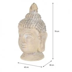 ECD Germany Statuettes Et Figurines Tête De Bouddha Pierre Artificielle Beige-gris 45x39x78 Cm -Sablie Vases Soldes tete de bouddha pierre artificielle beige gris 45x39x78 cm 2