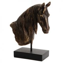 Amadeus Statuettes Et Figurines Tête De Cheval Antique De Décoration En Résine Patinée Or