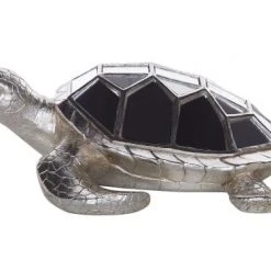 Beliani Statuettes Et Figurines Tortue Décorative Argentée