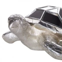 Beliani Statuettes Et Figurines Tortue Décorative Argentée -Sablie Vases Soldes tortue decorative argentee 3