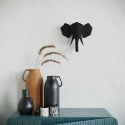 Potiron Paris Statuettes Et Figurines Trophée Décoratif Mural éléphant Noir En Polyrésine -Sablie Vases Soldes trophee decoratif mural elephant noir en polyresine 1