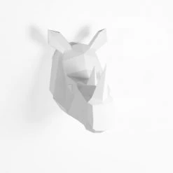 Potiron Paris Statuettes Et Figurines Trophée Décoratif Mural Rhinocéros Blanc En Polyrésine -Sablie Vases Soldes trophee decoratif mural rhinoceros blanc en polyresine 3