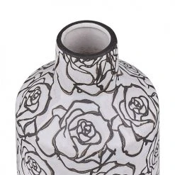 Beliani Vases Vase à Fleur Blanc Noir 26 Cm -Sablie Vases Soldes vase a fleur blanc noir 26 cm 2