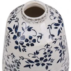 Beliani Vases Vase à Fleurs Blanc Et Bleu Marine 20 Cm -Sablie Vases Soldes vase a fleurs blanc et bleu marine 20 cm 6